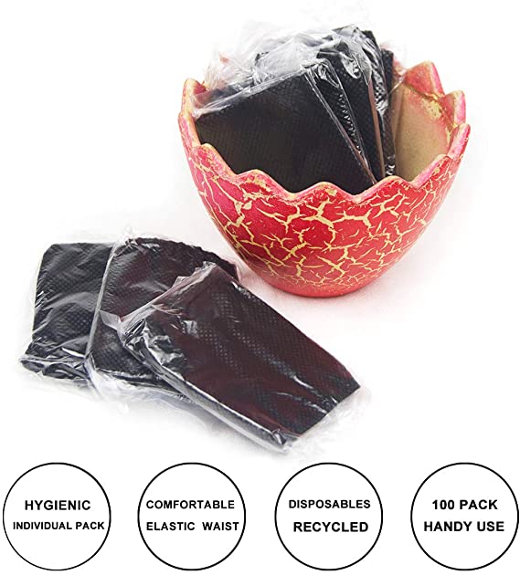 Disposable Thong Panties Spay Tanning Wraps, Individually Wrapped Black